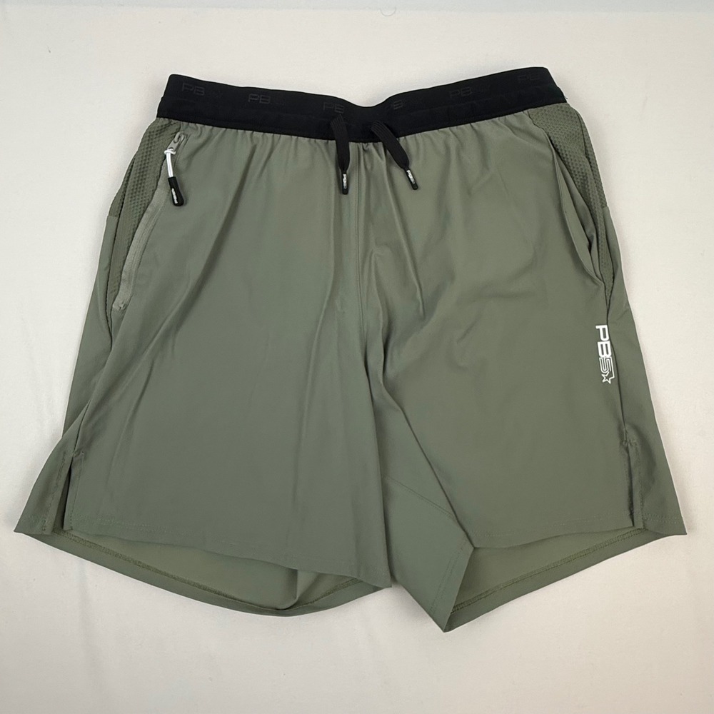 PB5Star Mens Olive Green 2-in-1 Athletic Training Shorts Size Large Pickleball